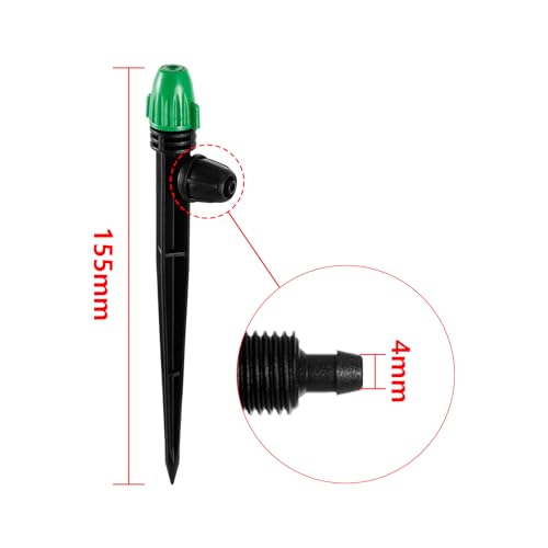 HUISUYTON 30 ADET Damla Sulama Sprey Vericiler Kilitli Dikenli 1/4 "Sulama Borusu Sızdırmaz Ayarlanabilir Püskürtme Vericiler 6" Bahçe için Sağlam Bahis, Yükseltilmiş Bahçe Yatağı, Seralar