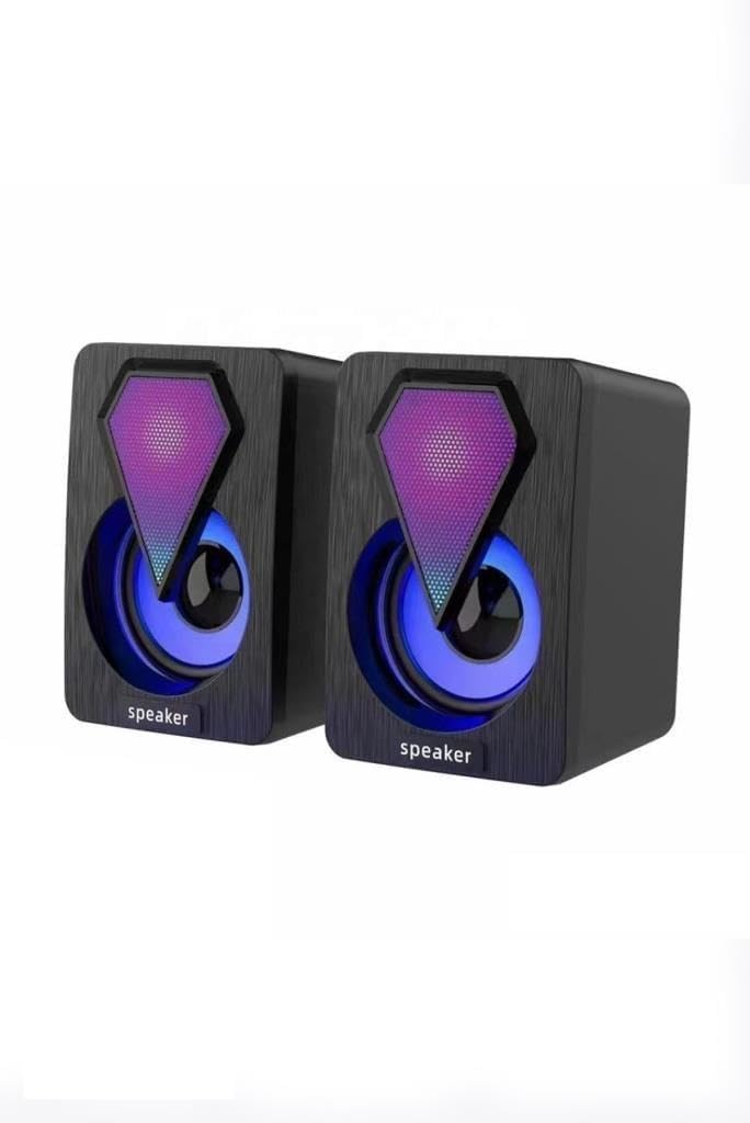 Torima Işıklı Bilgisayar Hoparlörü 1+1 Ses Sistemi 3.5mm Jack Girişli Multimedia Usb Speaker D-04