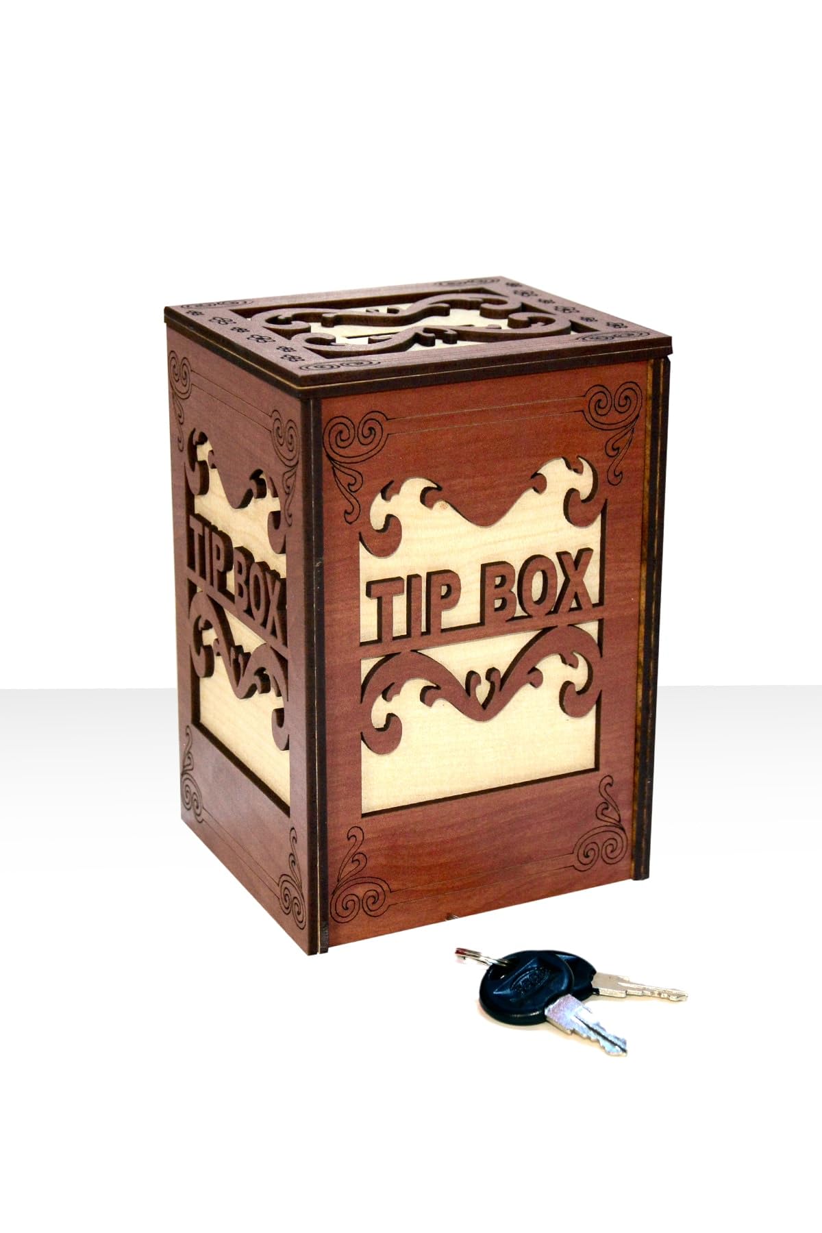 Karakoç Eğitim Araçları Ahşap Tip Box Bahşiş Kutusu Anahtarlı Kilitli Kahverengi