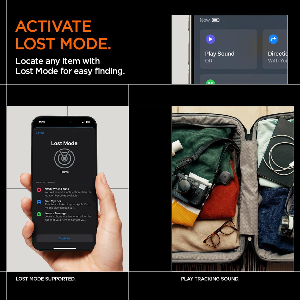 Spigen TagMe Tracker Apple iOS Uyumlu Akıllı GPS Takip Cihazı Bluetooth ile Kolay Kurulum (Değiştirilebilir Pil) Black - AHP07580