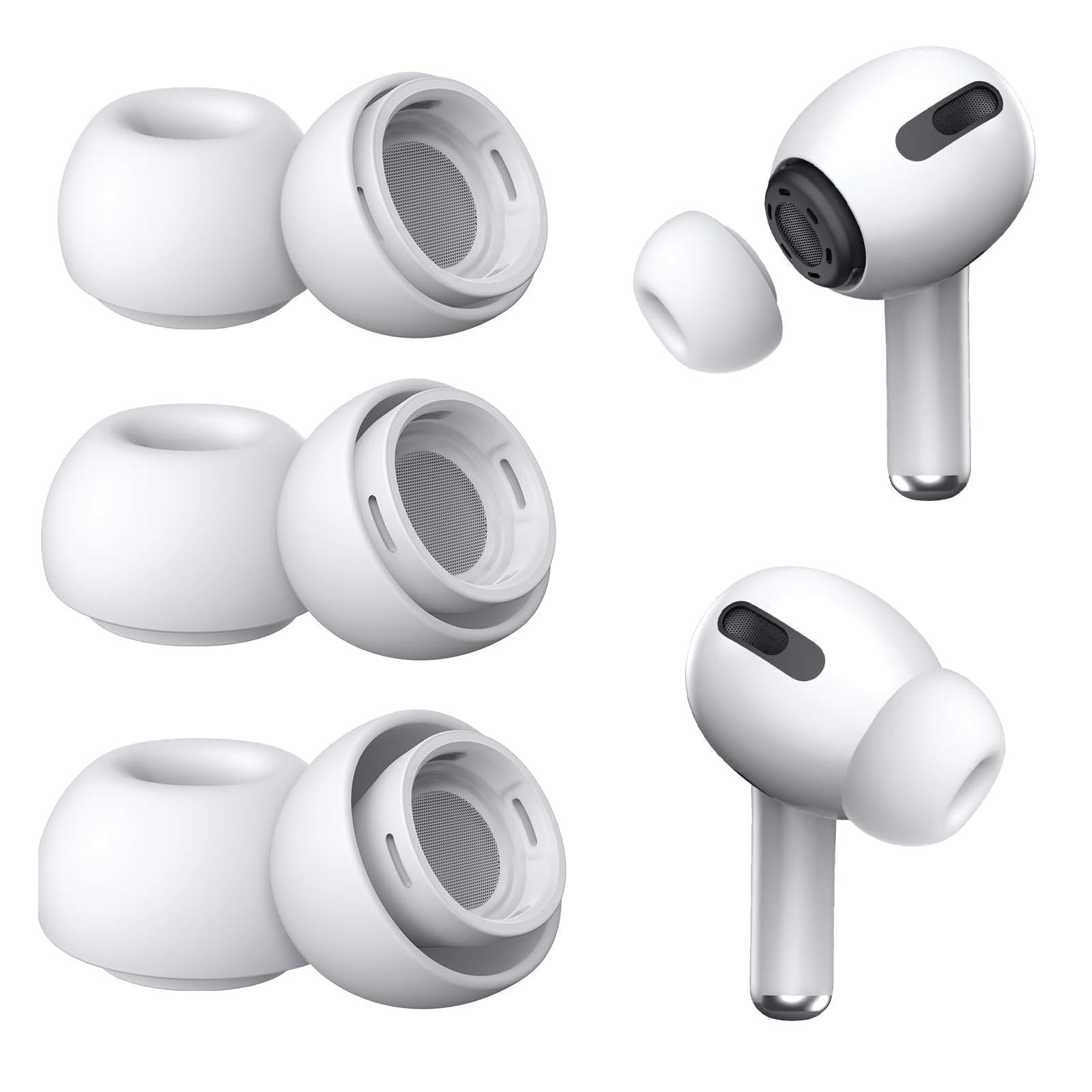 Moloppo AirPods Pro ile Uyumlu 3 Çift 1. 2nd Kulak Uçları Değiştirme, Küçük Orta Büyük 3 Boyutlu Yedek Silikon Kauçuk Kulaklık Uçları Kulaklıklar airpod aksesuarları AirPods Pro 2 ve 1