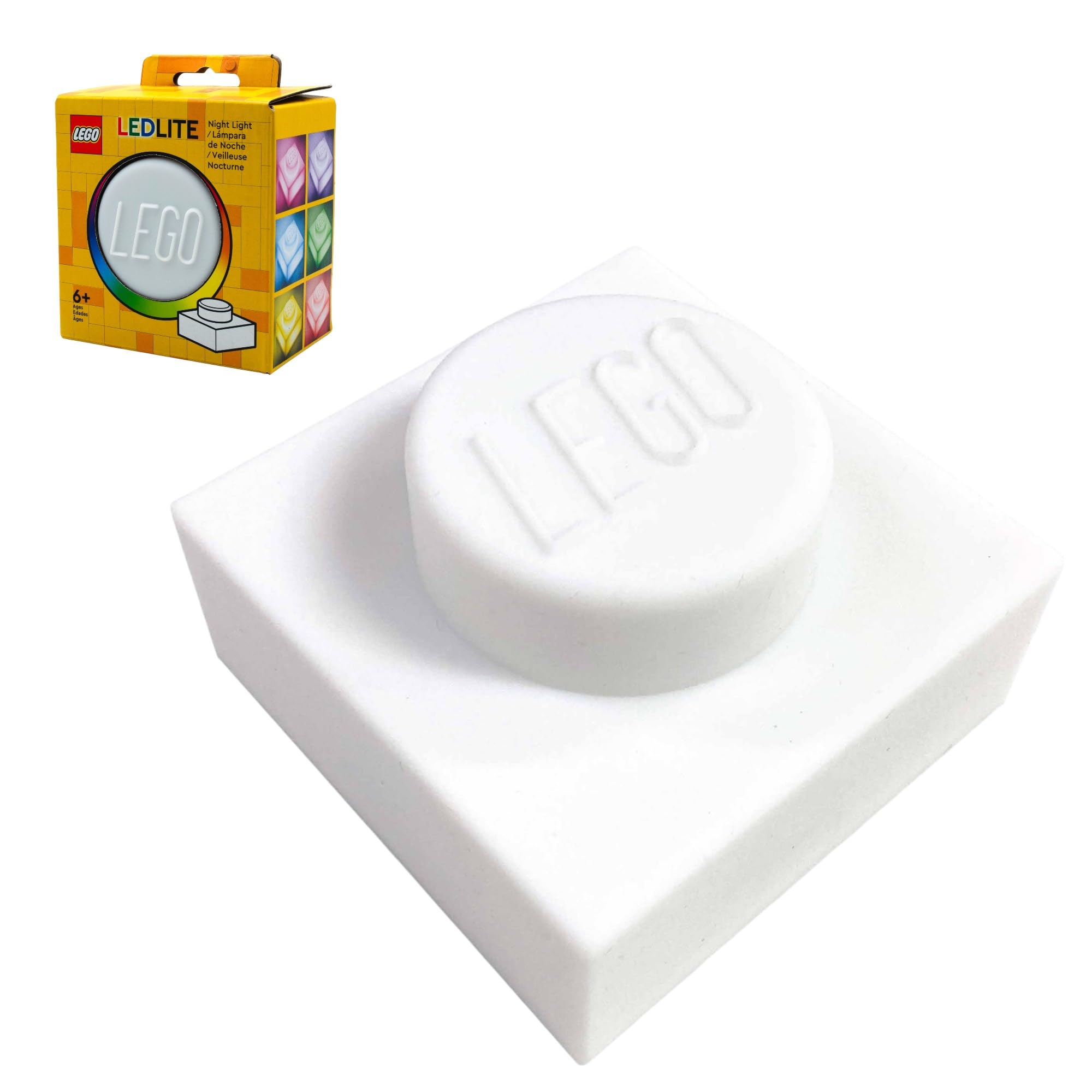 IQ Lego İkonik 1x1 Plakalı Gece Lambası - Beyaz (LP50), Gençler, Çocuklar ve Yetişkinler için Yumuşak Silikon Renk Değiştirme Işığı - Rahat Bir Ortam için Günlük Beyaz Lego Gece Lambası