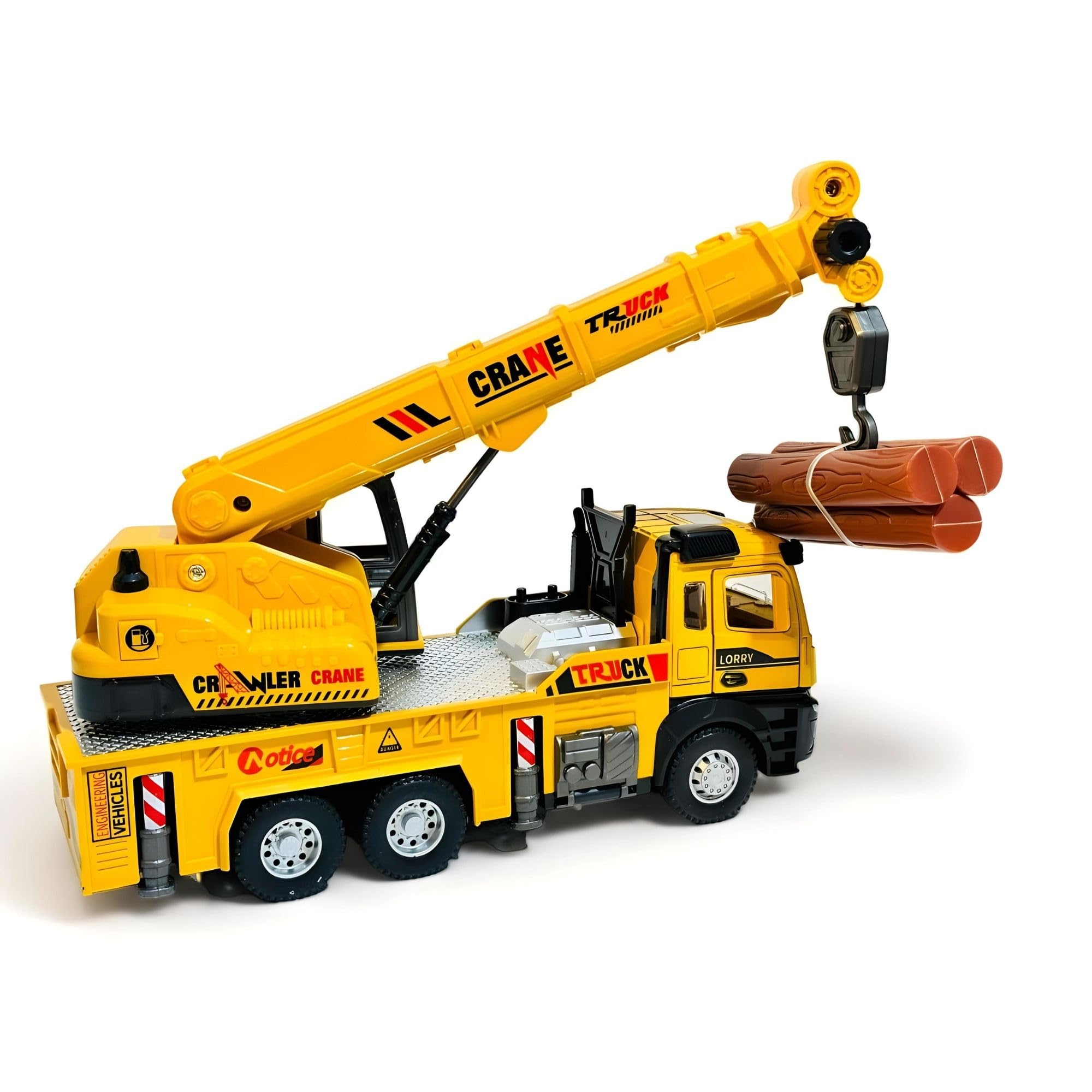 Oyuncak Sesli ve Işıklı Metal 1:28 Ölçek Çek Bırak İnşaat Araçları Kapıları Açılabilen Die Cast Model İş Makinaları (Vinç-1)