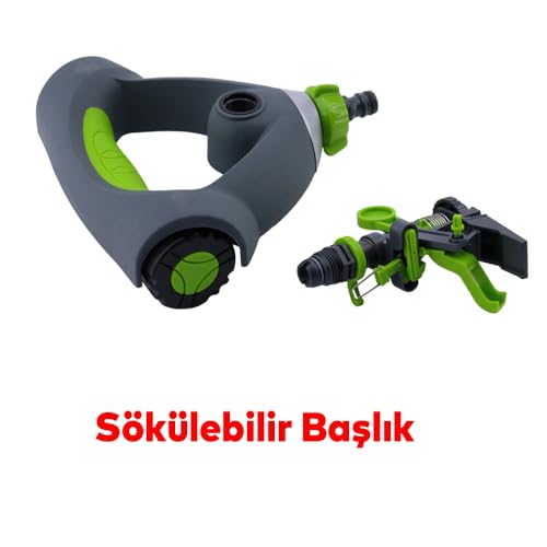 Badem10 Tablalı Hareketli Su Tabancası Fıskiyesi Otomatik Dönerli Bahçe Çim Sulama Aparatı Plastik DY6021