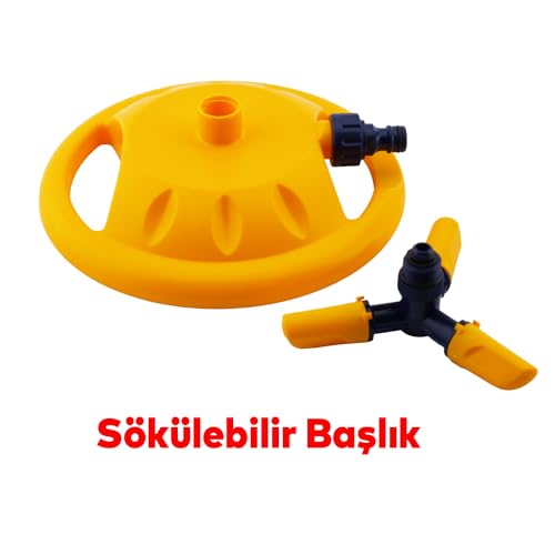 Badem10 Tablalı Hareketli Su Tabancası Fıskiyesi 3 Kollu Dönerli Bahçe Çim Sulama Aparatı Plastik DY6013