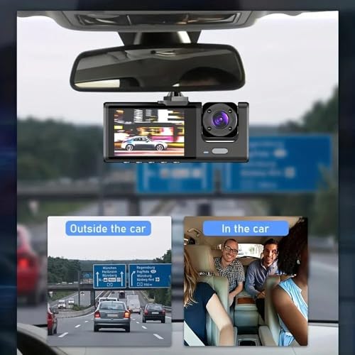 DV300 Yeni 3 Kameralı Araç Içi Kayıt Kamerası Trafik Recorder 2 Inç IPS Ekran Full Hd 1080P