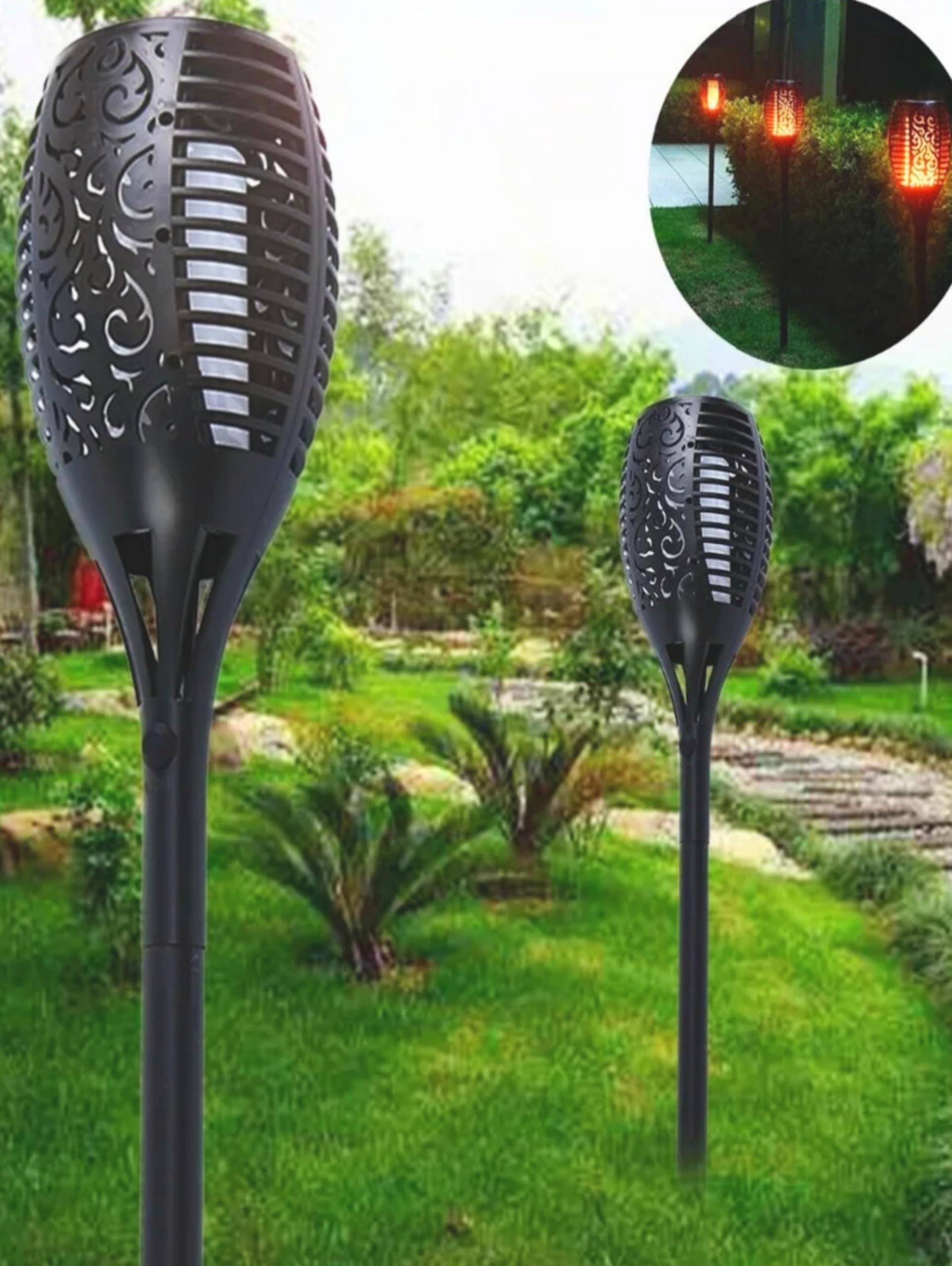 Forlife Solar Güneş Enerjili, Alev Efektli, 96 Led, 3 Modlu, Duvara Monte Edilebilir, Ultra Büyük Bo