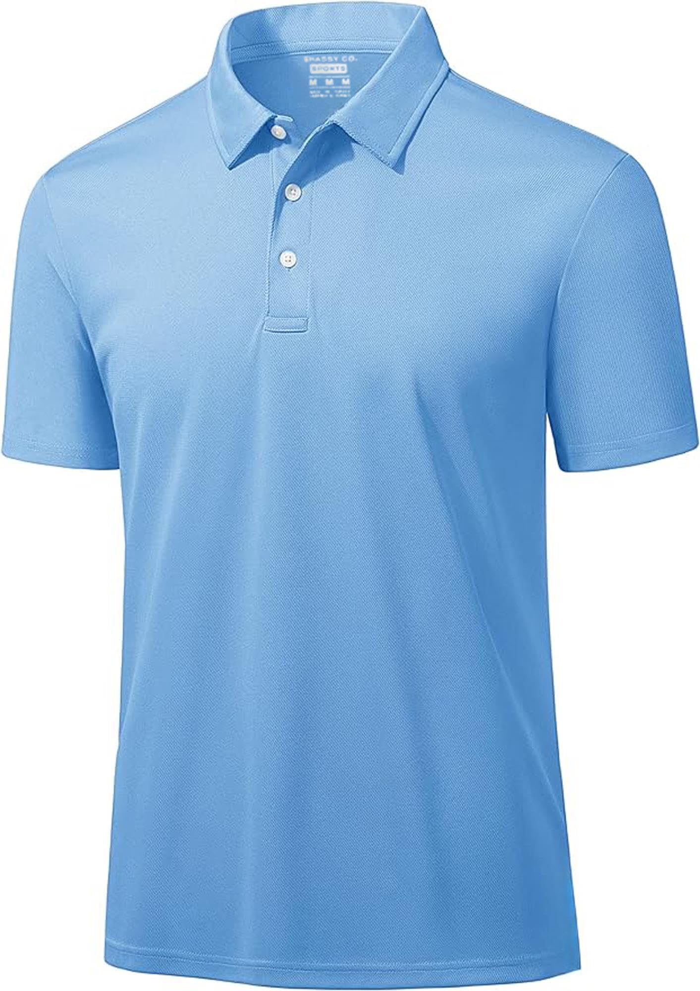 Ghassy Co. Erkek Golf Dry Fit Classic Tenis Casual Polo Yaka T-Shirt AÇIK MAVİ XL