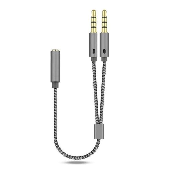 Kulaklık mikrofon ayırıcı mikrofon kulaklık ayırıcı kablo örgülü kualklık ayırıcı kablo 25 cm mikrofon kulaklık ayıırıcı