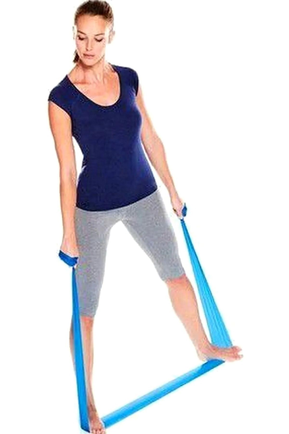 NASYA pilates bandı jimnastik pilates lastiği 94x7 cm egzersiz aerobik bant Mavi