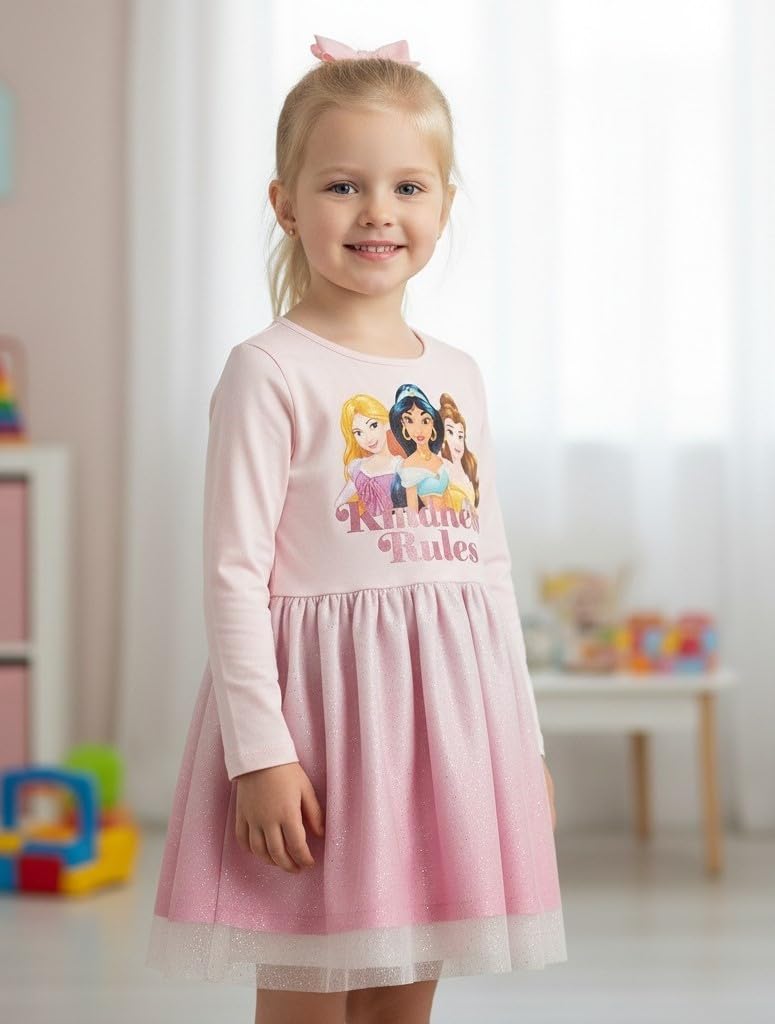 Prenses Kız Çocuk Elbise PEMBE 3-4 YAŞ