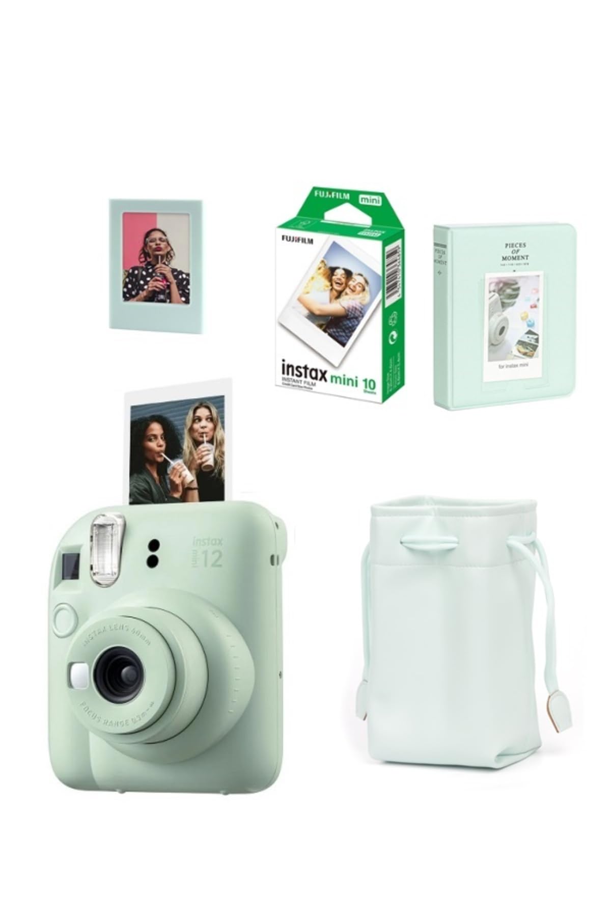 Instax Mini 12 Fotoğraf Makinesi-10lu Film-Büzgülü Kılıf-64lü Albüm ve Mıknatıslı Çerçeve Seti 2