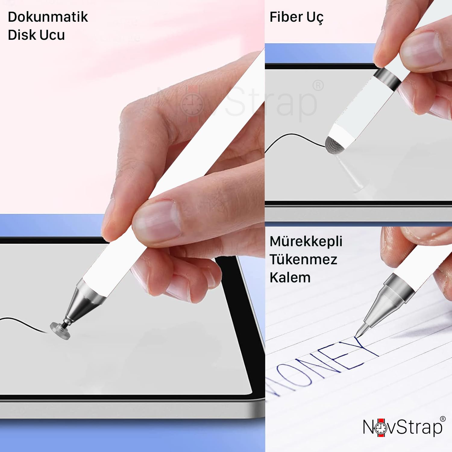 NovStrap Xiaomi Pad 6 Redmi Pad 5 6 Se Mi Pad 5 ile Uyumlu 3in1 Stylus Dokunmatik Tablet Kalemi