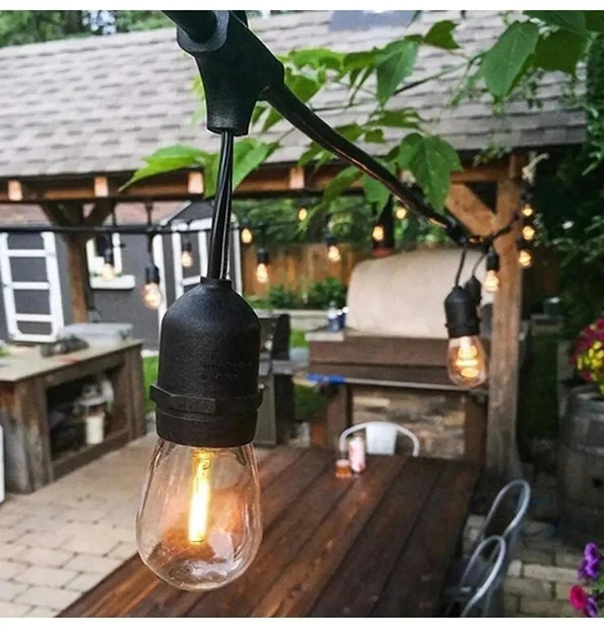 5 Duylu Eklenebilir Bahçe Aydınlatma Zinciri 5 Metre – E27 Duy Sarmaşık Işık – IP64 Dış Mekan Aydınlatma – Bahçe, Balkon, Teras, Cafe Dekoratif Aydınlatma – Ampul Dahil Değildir