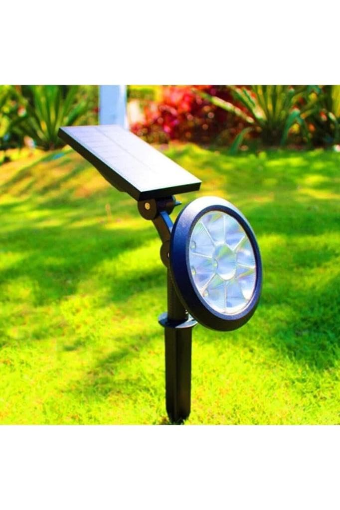 18W Solar Kazıklı Çim Armatürü – Güneş Enerjili Amber Led Bahçe Aydınlatma Lambası, IP65 Su Geçirmez, 200 Lümen, 5-6 Saat Çalışma