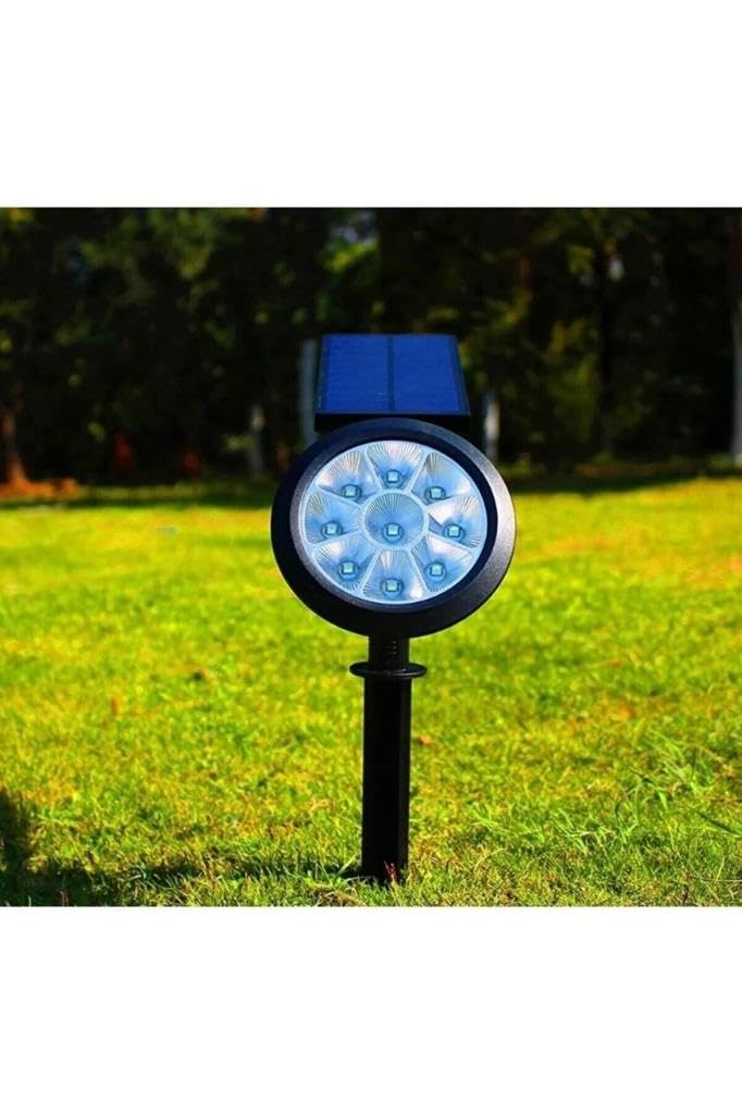 18W Solar Kazıklı Çim Armatürü – Güneş Enerjili Amber Led Bahçe Aydınlatma Lambası, IP65 Su Geçirmez, 200 Lümen, 5-6 Saat Çalışma