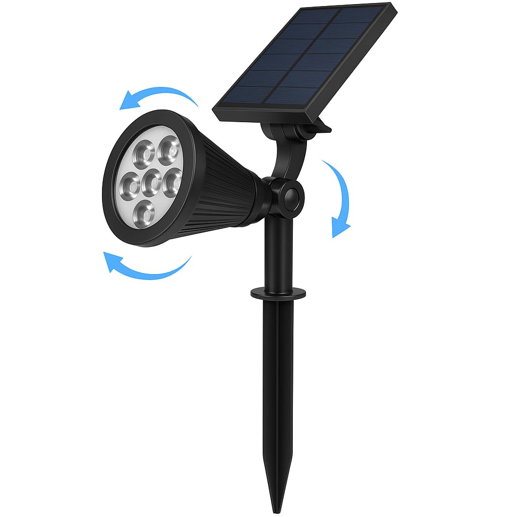 7W Solar LED Bahçe Armatürü 3200K Günışığı – Güneş Enerjili Kazıklı & Duvar Montajlı Çim Aydınlatma Lambası – 7 LED, IP65, 90 Lümen, 140x270x95 mm