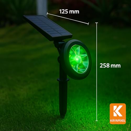 18W Solar Bahçe Aydınlatma Lambası - 9 LED Yeşil Işık, 200 Lümen, IP65 Su Geçirmez, Güneş Enerjili Kazıklı veya Duvar Montajlı Çim Armatürü
