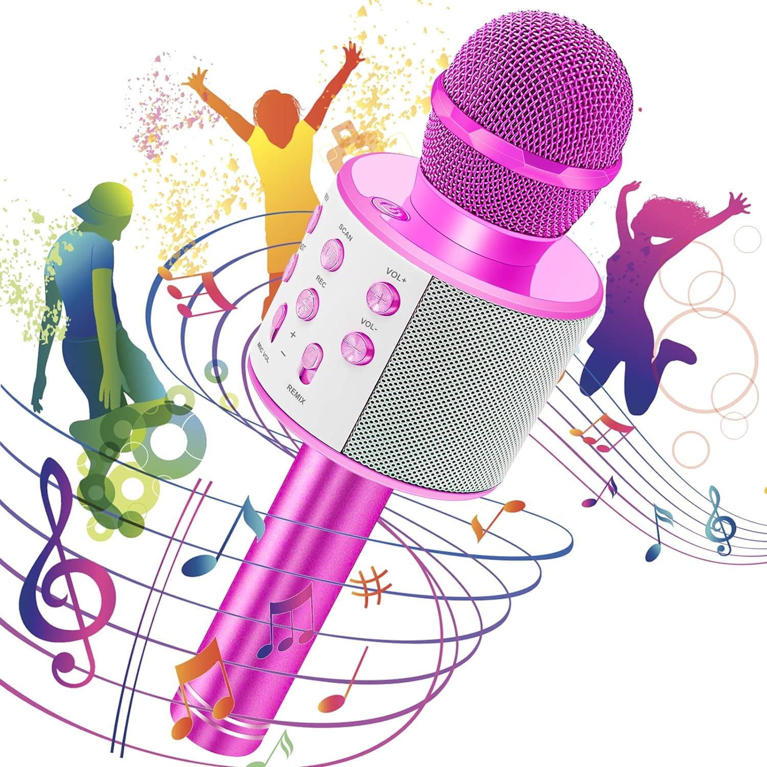 Global UsbA+TF Sd Kart+3.5mm Aux Girişli Bluetooth Karaoke Mikrofonu Pembe WNE0069