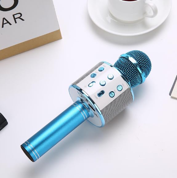 teknosepetim Çocuklar İçin Karaoke Mikrofon Bluetoothlu Mikrofon Speaker Yetişkin İçin Karaoke AUX usb sd Kart Girişli Mic (mavi)