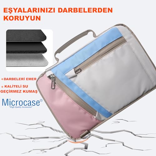 Microcase Huawei Matepad 11.5 inch Tabletler için Omuz Askılı El Tutacaklı Universal Sleeve Taşıma Çantası AL4346 Pembe Mavi Krem