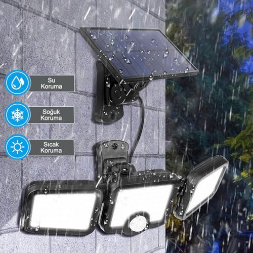 Greentech Güneş Enerjili Hareket Sensörlü, 3 Taraflı 171 Cob Led Aydınlatma/GT-SL15