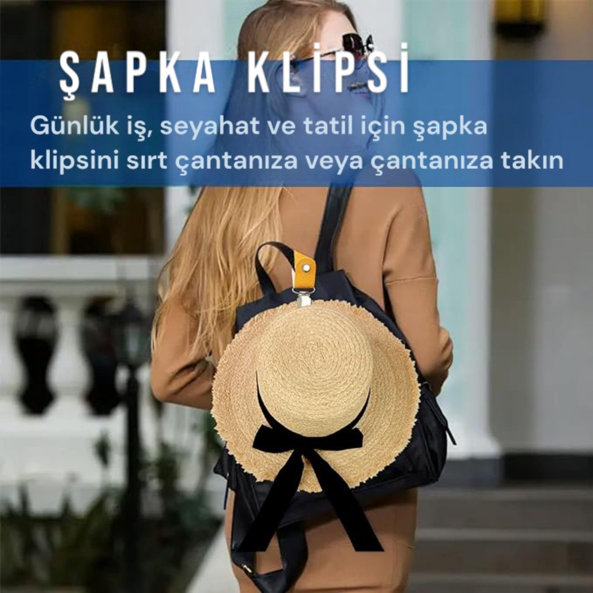 ipekbazaar TakBırak Pratik Şapka & Aksesuar Askı Klipsi, Hakiki Deri&Metal Aparat, Çanta Aksesuarı, Valiz Sırt Çsntası Plaj Çantası İçin Şapka Vb. Aksesuar Takma Aparatı (Taba)