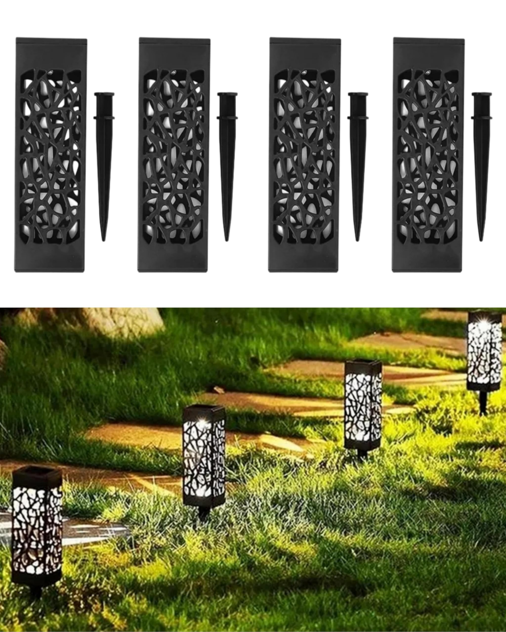 forlife 4'lü Set Güneş Enerjili Solar, GÜN IŞIĞI, Yürüyüş Yolu Bahçe Işıkları, Güneş LED Işıkları, Bahçe, Teras, Çim, Havuz, Yol için Peyzaj Aydınlatması