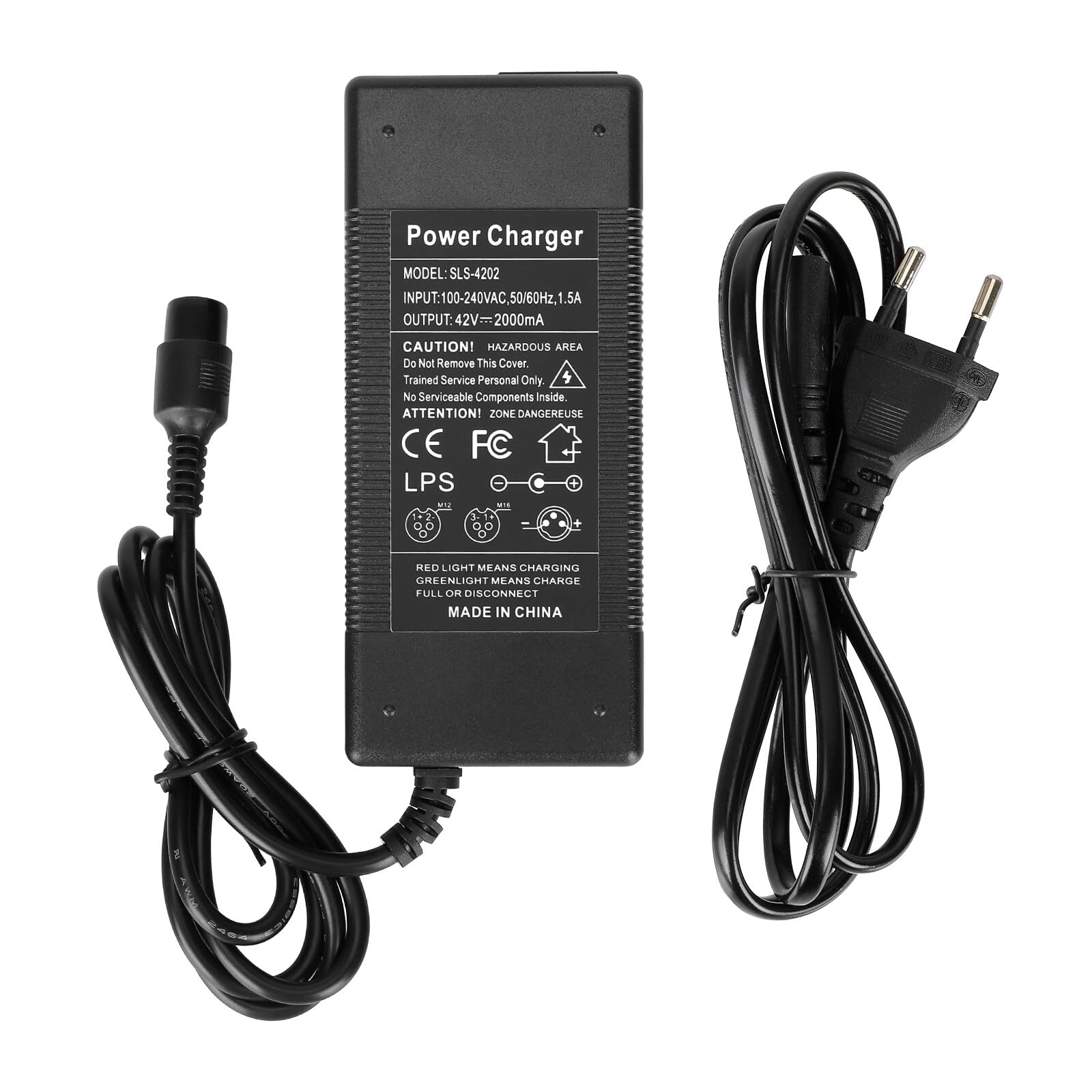 lifcasual 42V 2A Şarj Aletleri Elektrikli B ce Scooter Şarj Aletleri Adaptörü 36V Lityum Pil için 3-Prong Inline,Black EU Plug
