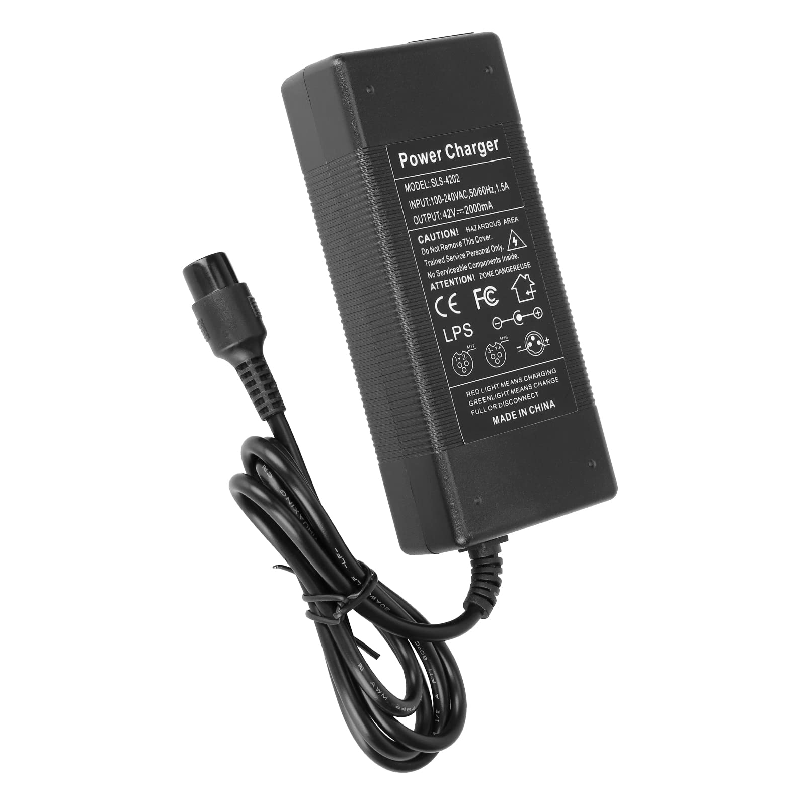 lifcasual 42V 2A Şarj Aletleri Elektrikli B ce Scooter Şarj Aletleri Adaptörü 36V Lityum Pil için 3-Prong Inline,Black EU Plug