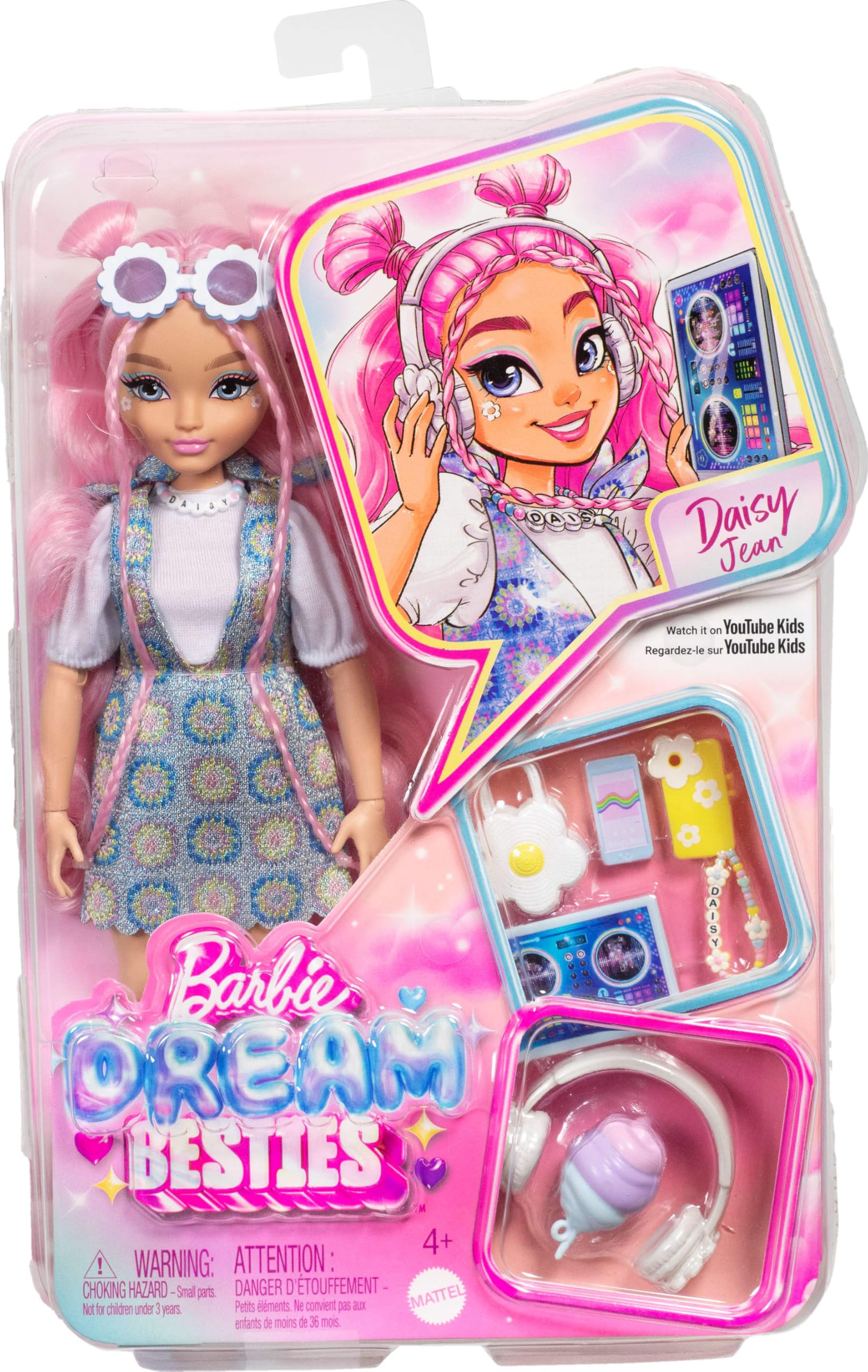Barbie Dream Besties Ana Karakter Bebekler Daisy Barbie Rüya Arkadaşlar Daisy Jean bebek ile DJ ve müzik temalı 9 aksesuar JDD74
