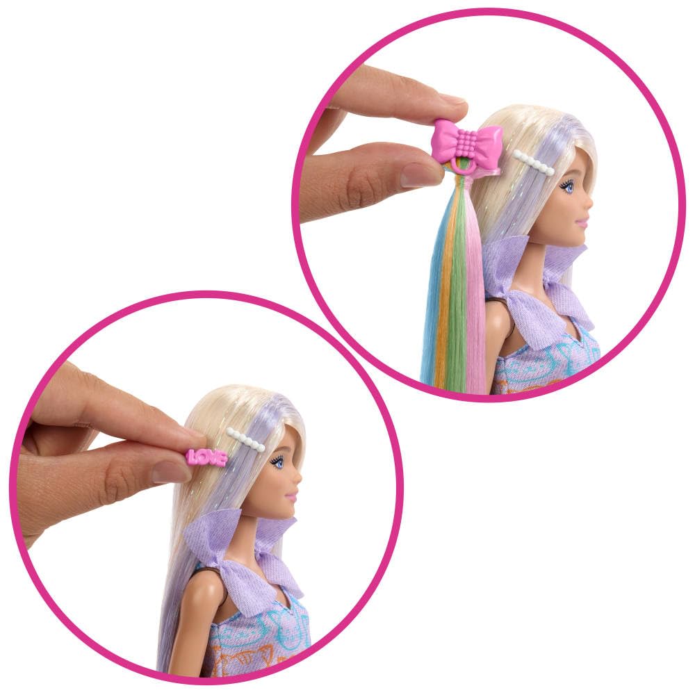 BARBIE UPUZUN MUHTEŞEM SAÇLI BEBEKLER™ Bebek Barbie Upuzun Muhteşem Saçlı Bebekler serisi bebek ve aksesuarları, 2 farklı kombiniyle upuzun saçlı sarışın bebek JCT72