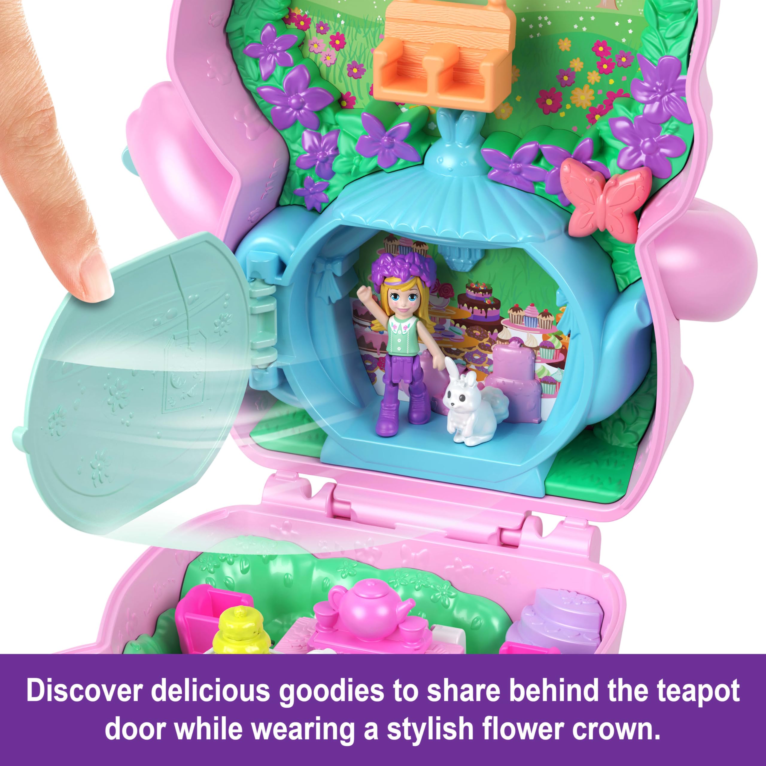 POLLY POCKET™ Tavşancığın Çay Partisi Mini Oyun Seti Polly Pocket Tavşancığın Çay Partisi mini oyun seti, 1 mikro bebek ve evcil tavşanlar, stil aksesuarlarının yer aldığı seyahat oyuncağı JCR40