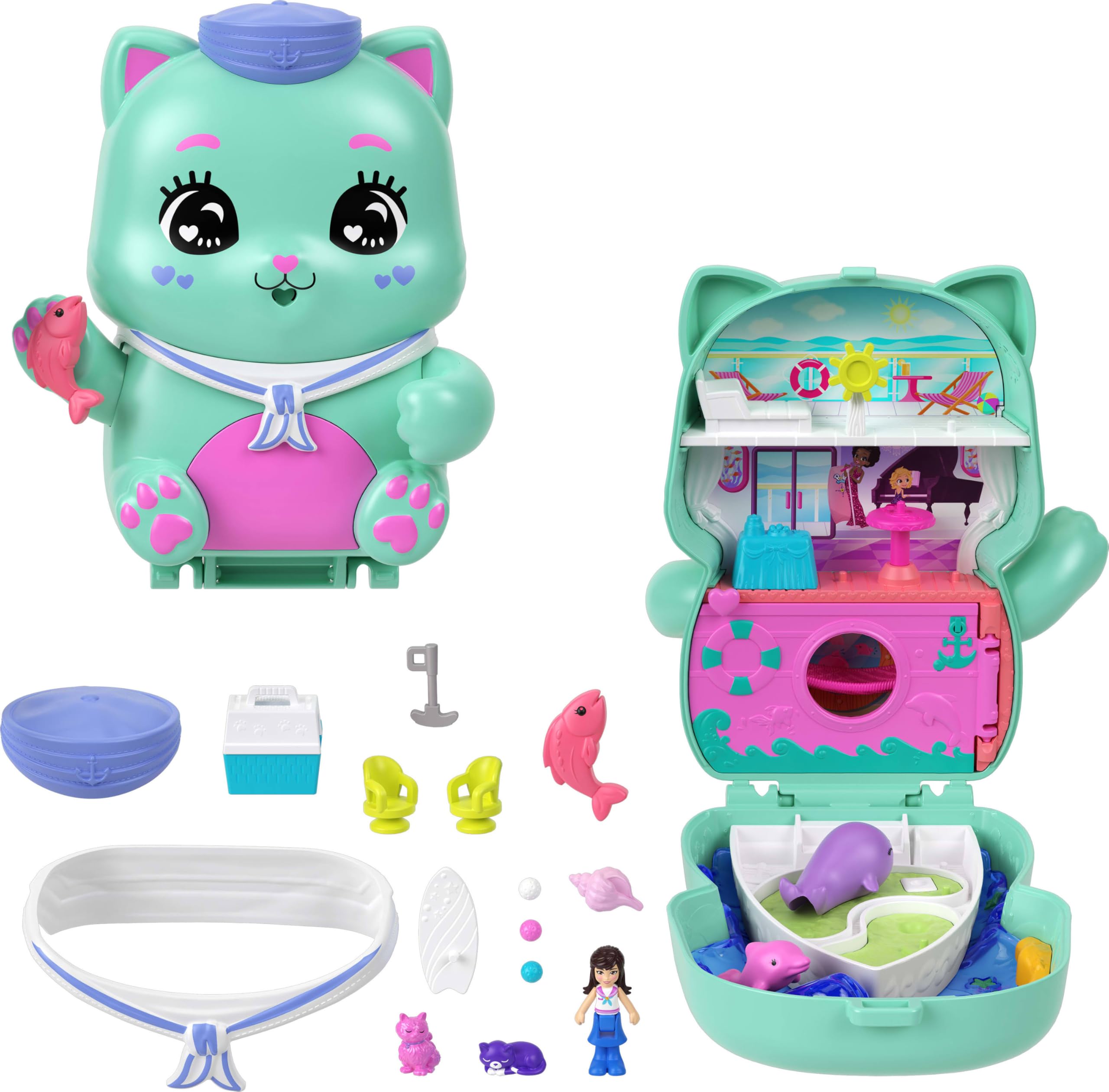 POLLY POCKET™ KEDİCİK YELKENDE™ Mikro Oyun Seti Polly Pocket Kedicik Yelkende mikro oyun seti, 1 mik