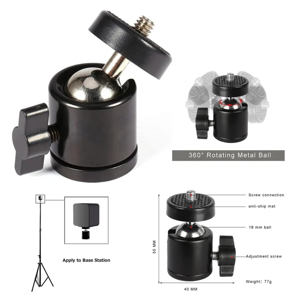 Kyrotech Telefon Tutucu Başlık, Tripod Başlığı, 360 Dönebilen Metal Tripod Mafsalı, Cep Telefon Tutucu, İphone, Samsung, Huawei, Uyumlu, Evrensel Tüm Telefonlara Uyumlu Kit