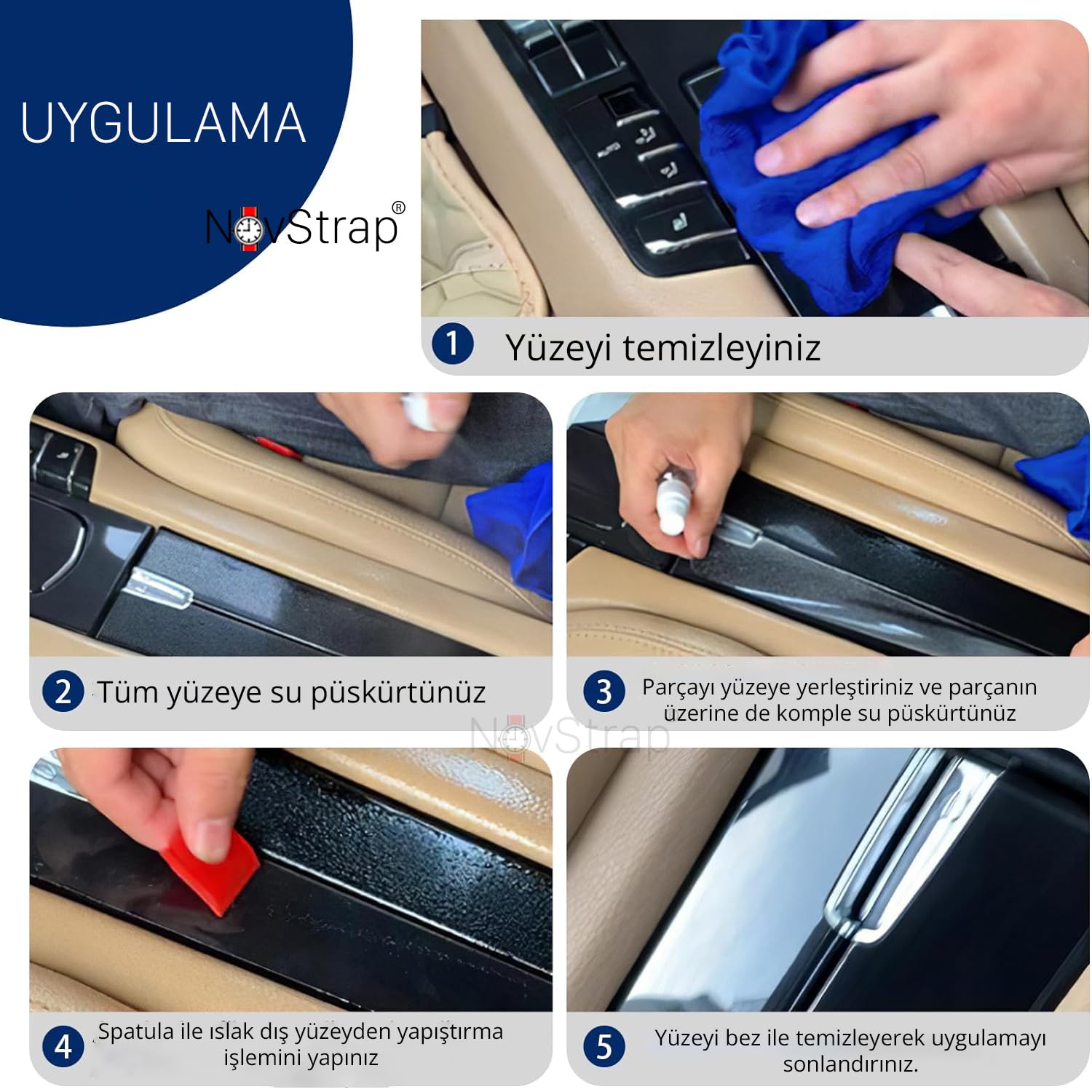 NovStrap VW Golf 8 İle Uyumlu Trim ve Ekran Koruyucu Film 18 Parça Şeffaf Araç İçi Ppf Kaplama Seti
