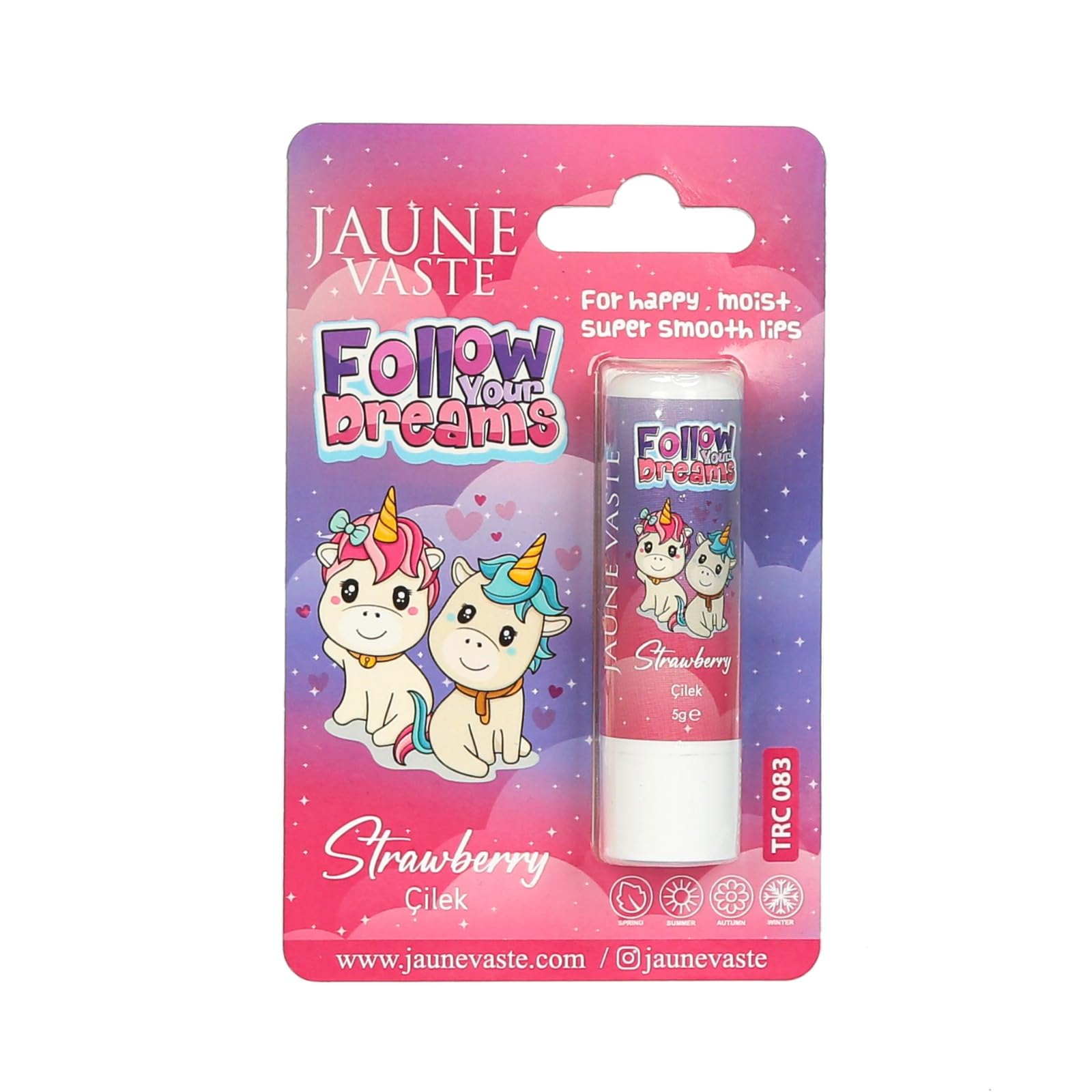 JAUNE VASTE Kıds Unicorn (Çilek) Lip Balm 5gr