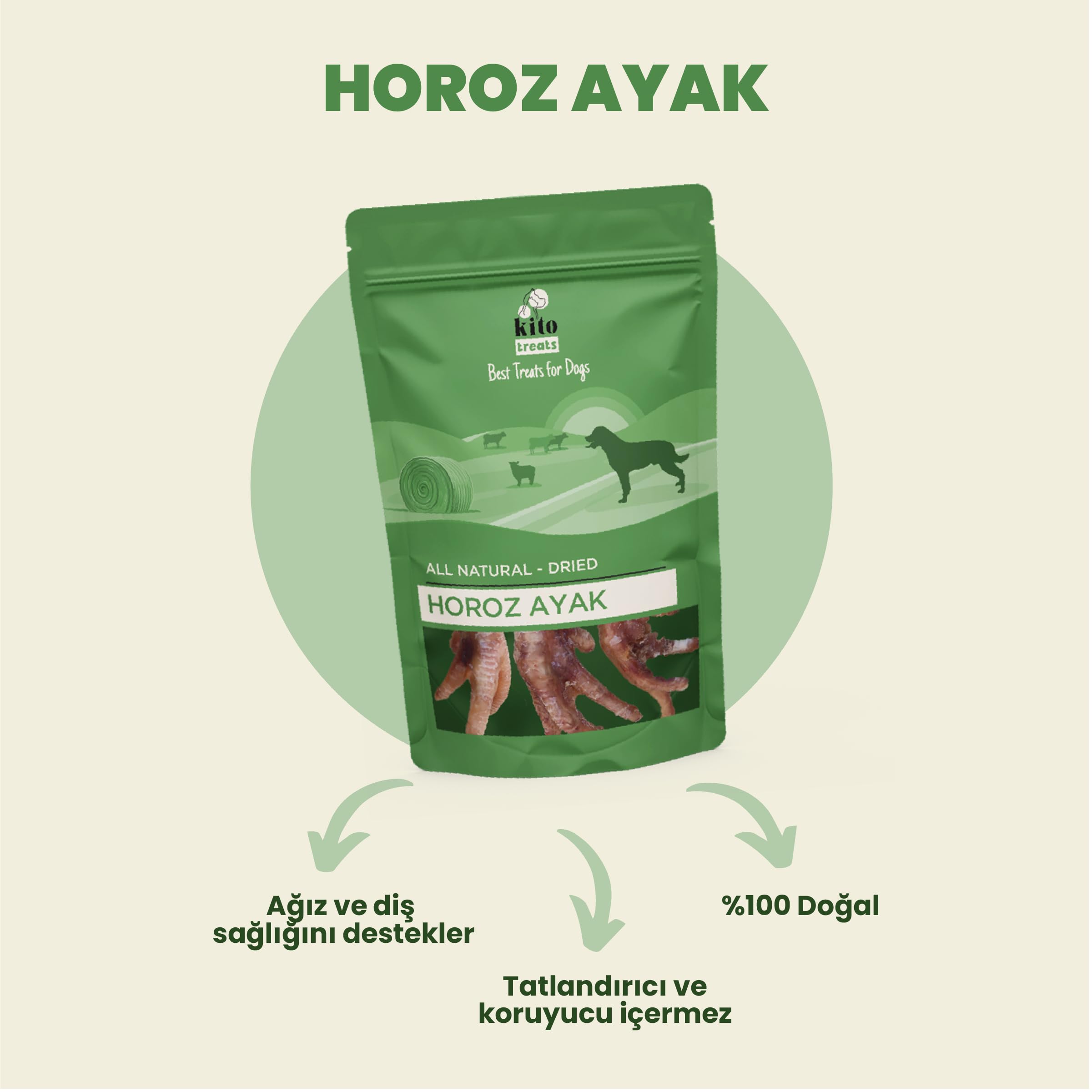 Kito Horoz Ayak Çiğnemelik Köpek Ödül Maması%100 Doğal, Glutensiz, Organik 100 gr (Dog Treat)