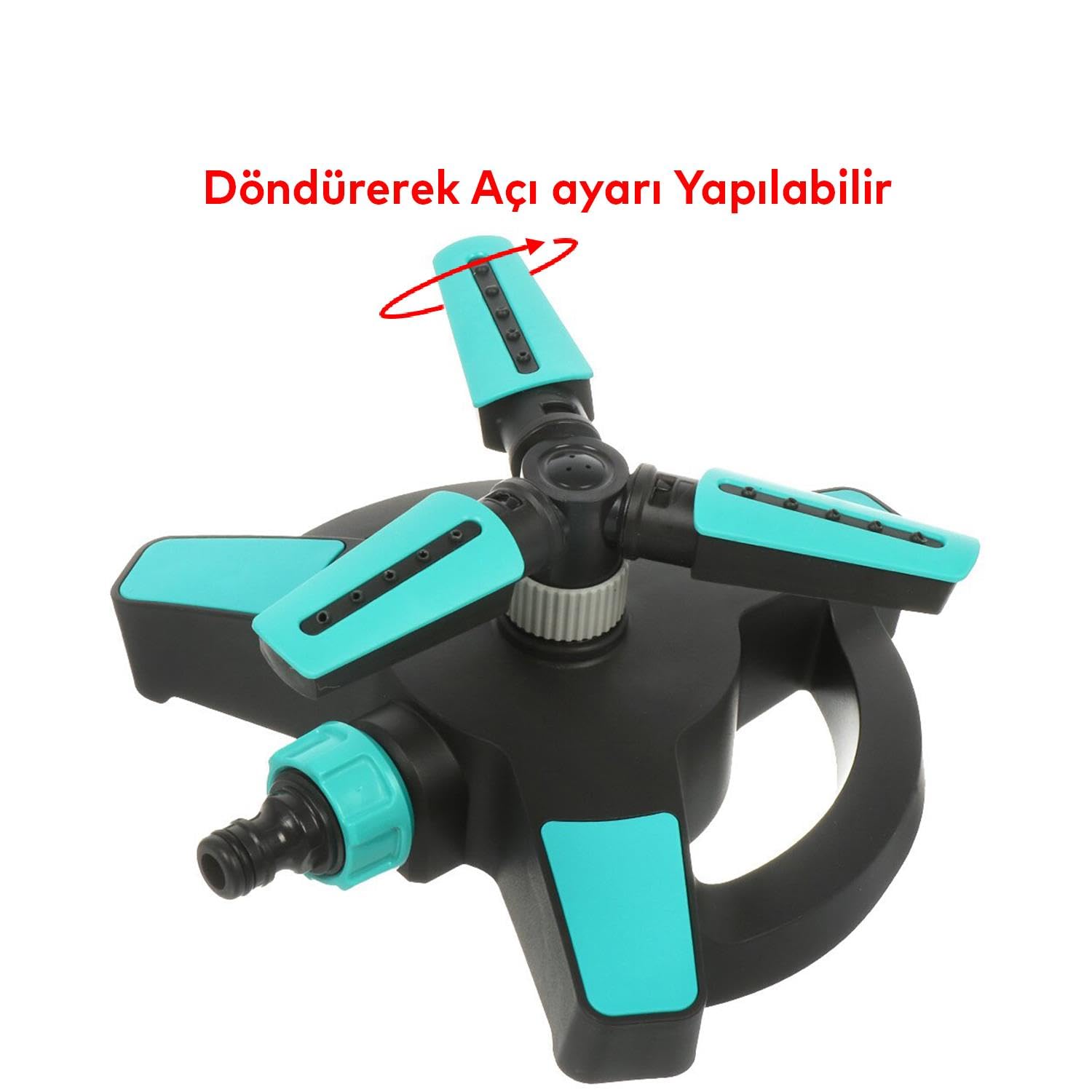 Badem10 Yarımay Tablalı Hareketli Su Fıskiyesi 3 Başlıklı Dönerli Bahçe Çim Sulama Aparatı Plastik DY6064G