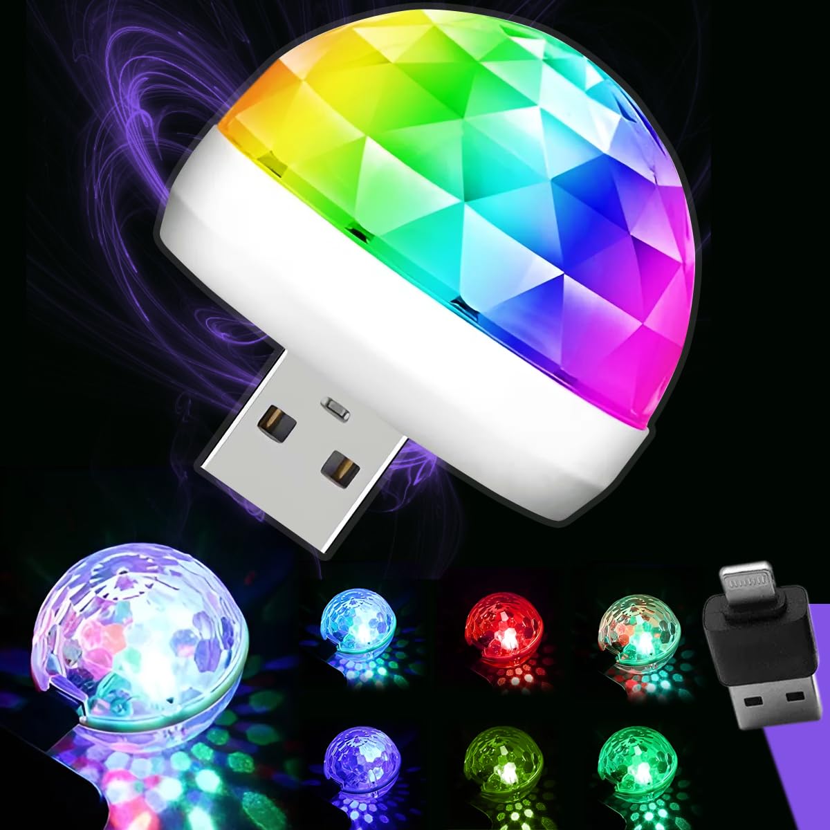 Disko topu parti ışığı RGB renk deseni müzik kontrollü + Iphone Uyumlu Soket iç ve dış mekan USB taşınabilir DJ Karakoe Düğün nişan doğum günü Led ambiyans atmosfer aydınlatması