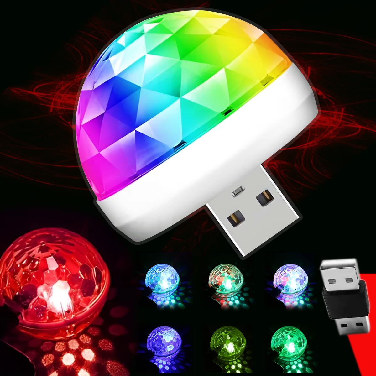 Disko topu parti ışığı RGB renk deseni müzik kontrollü iç ve dış mekan USB taşınabilir DJ Karakoe stroboskop sahne ışığı Düğün nişan doğum günü Led ambiyans atmosfer aydınlatması