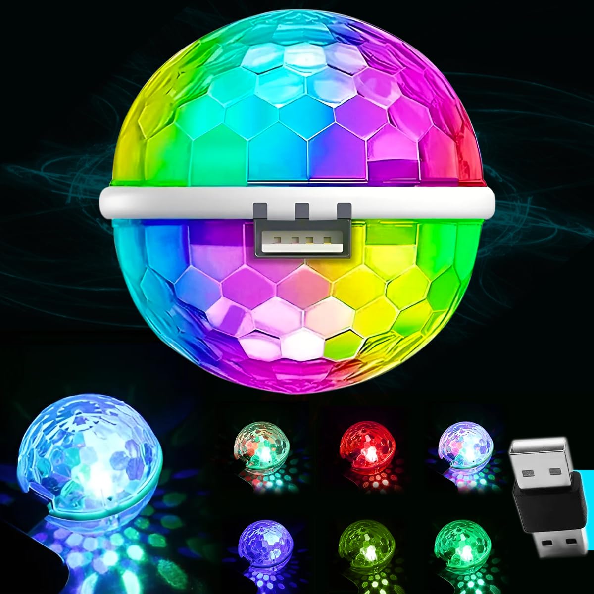 Disko topu 360° parti ışığı RGB renk deseni müzik kontrollü iç ve dış mekan USB taşınabilir DJ Karakoe Düğün nişan doğum günü Led ambiyans atmosfer aydınlatması