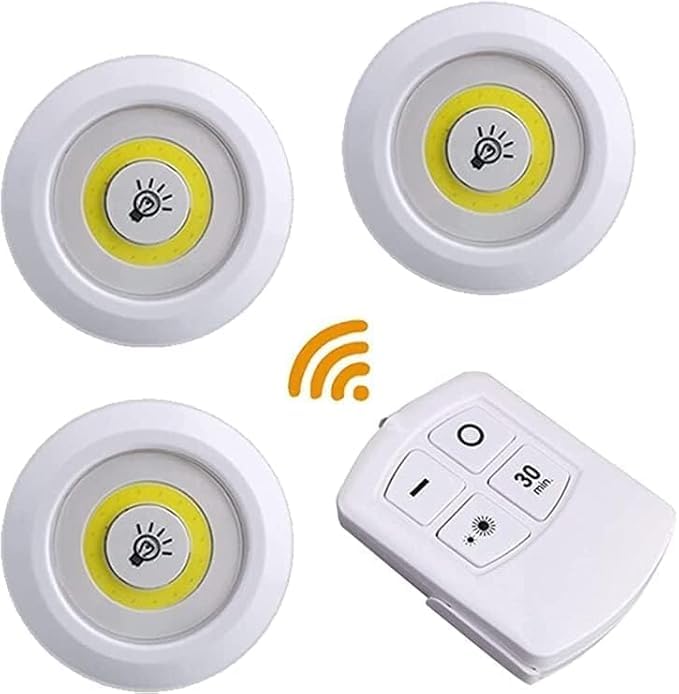 WellHise H3 COB Uzaktan Kumandalı Üçlü Spot Lamba Pilli Dolap Altı Spot Günışığı