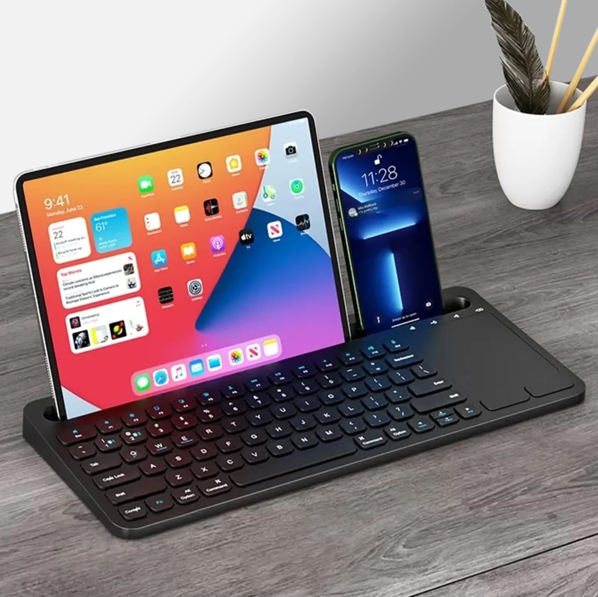 Coverzone Şarjlı Bluetooth TouchPad Klavye Dual Bağlantı Huawei MatePad 11.5 Uyumlu Hızlı ve Kolay Kablosuz Bağlantı Tablet ve Telefon ile Kullan Türkçe Q Klavye ZR731