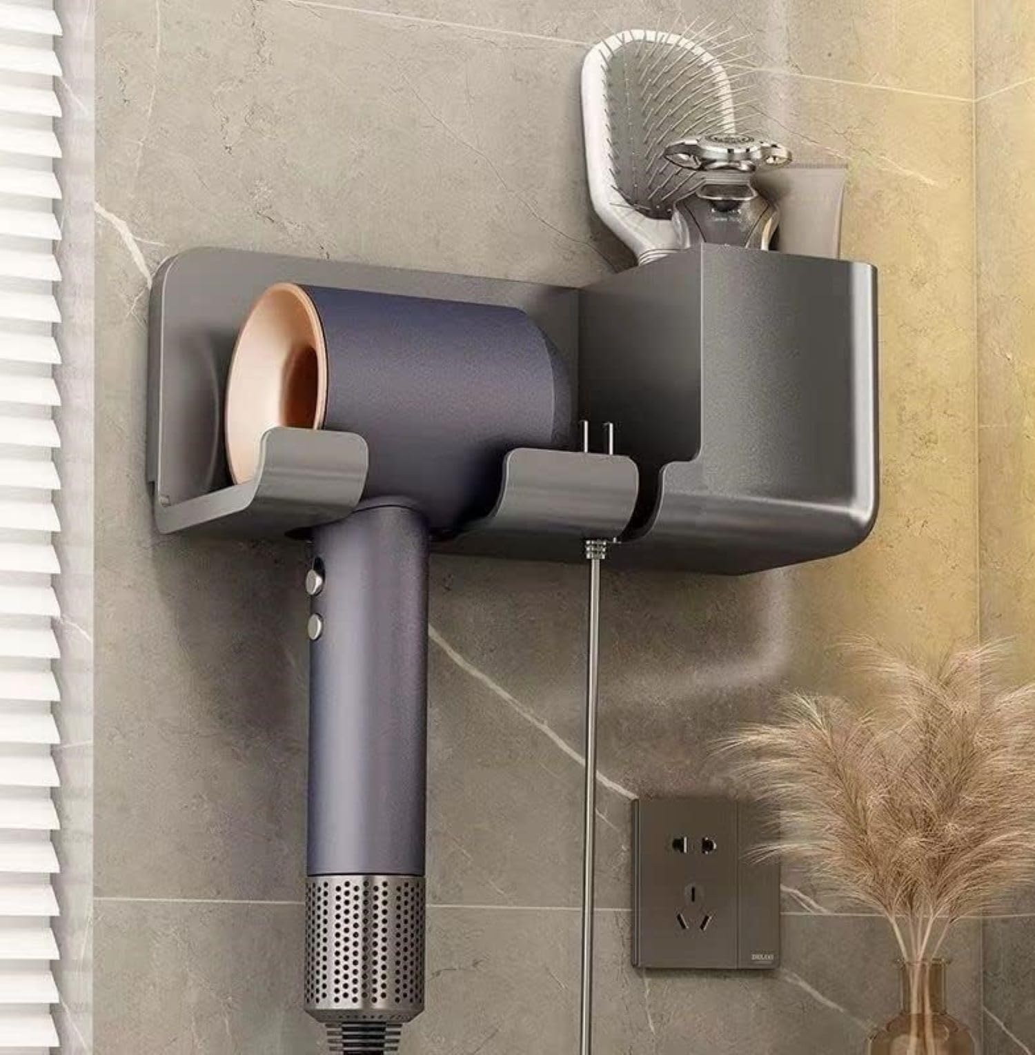 Busstier Saç Kurutma Makinesi Tutucu Banyo Organizeri: Duvara Monte Edilebilir, Pratik Depolama Çözü