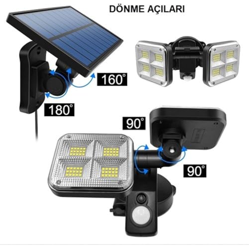 Kenly 20 LED Solar Lamba 20W, Hareket Sensörlü, Güneş Enerjili Dış Mekan Aydınlatma, Su Geçirmez Bahçe ve Duvar Lambası