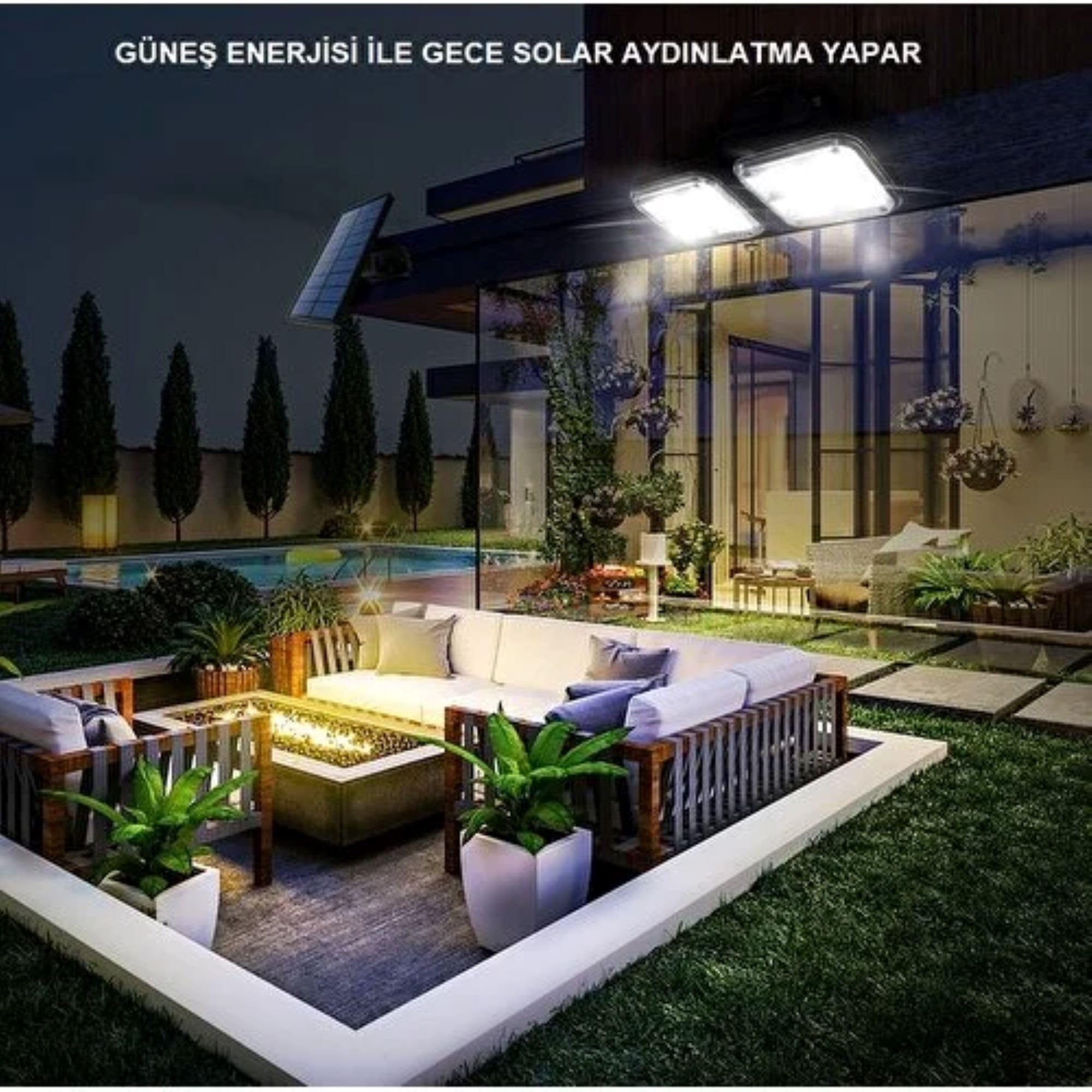 Kenly 20 LED Solar Lamba 20W, Hareket Sensörlü, Güneş Enerjili Dış Mekan Aydınlatma, Su Geçirmez Bahçe ve Duvar Lambası