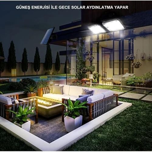 Kenly 20 LED Solar Lamba 20W, Hareket Sensörlü, Güneş Enerjili Dış Mekan Aydınlatma, Su Geçirmez Bahçe ve Duvar Lambası
