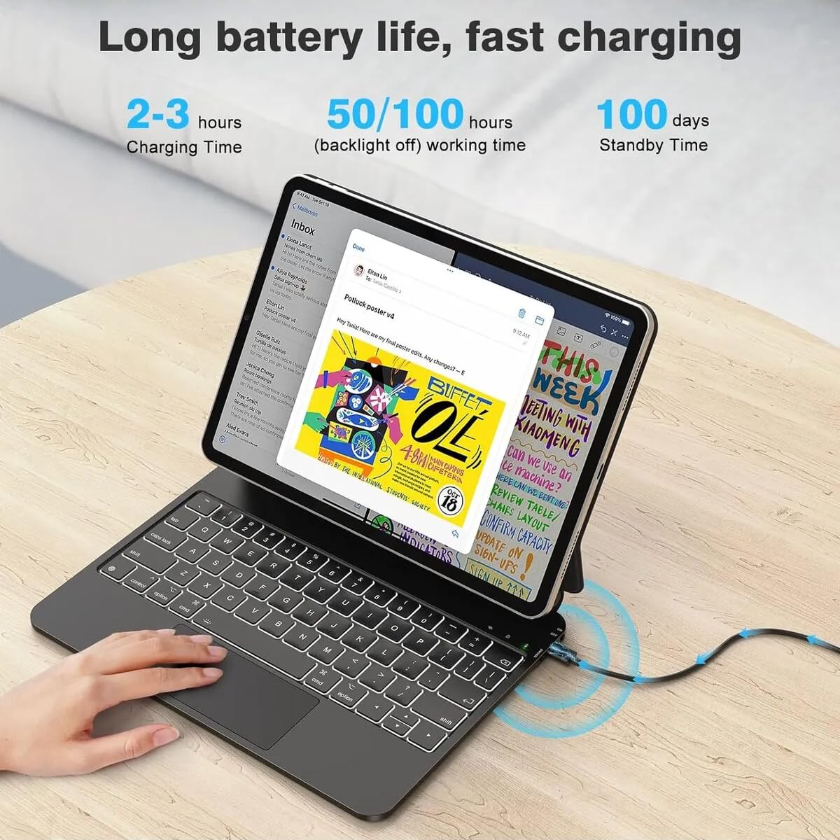 Coverzone iPad Pro 12.9 inch ile Uyumlu (2020-2021-2022 Serileri) TouchPad Case Magic Keyboard Folio Utra Slim Klavyeli Tablet Kılıfı KB26 (iPad Pro 12.9 - KB26)
