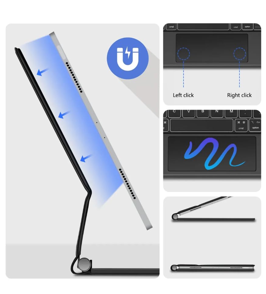 Coverzone iPad Pro 12.9 inch ile Uyumlu (2020-2021-2022 Serileri) TouchPad Case Magic Keyboard Folio Utra Slim Klavyeli Tablet Kılıfı KB26 (iPad Pro 12.9 - KB26)